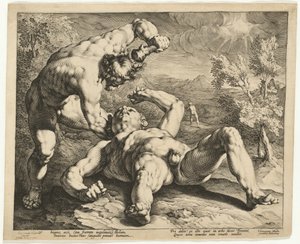 Caim matando Abel de Jan Muller, after Cornelis Cornelisz van Haarlem
