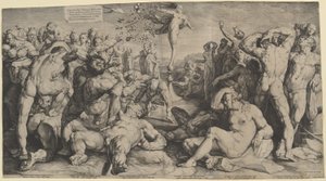 Fortune distribuindo seus presentes de Jan Muller, after Cornelis Cornelisz van Haarlem