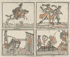 Quatro performances com soldados (título no objeto) de Jan Nieuwenhuyzen