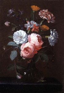 Ainda vida de rosas, cravos e outras flores