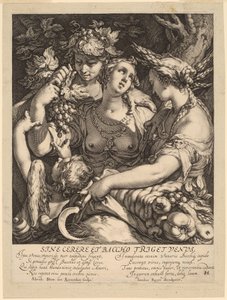 Sem Ceres e Baco Vênus é frio de Jan Pietersz Saenredam, after Abraham Bloemaert