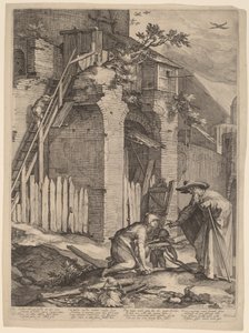 O Profeta Elias com a Viúva de Sarepta de Jan Pietersz Saenredam, after Abraham Bloemaert
