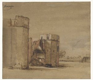 Vista de Kasteel Honingen perto de Roterdão de Jan Ruyscher (attributed to)