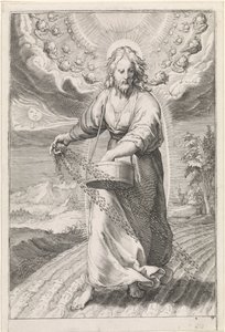 Cristo como semeador Parábola das ervas daninhas entre os grãos (título da série) de Jan Saenredam (attributed to)