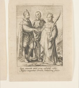 Um casamento fundado exclusivamente no amor puro e casto, que é abençoado por Cristo (gravura) de Jan Saenredam