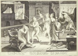 As virgens sábias e insensatas recebem suas lâmpadas de Jan Saenredam