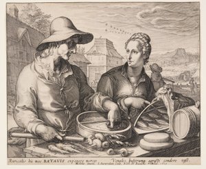 Agricultor e a sua mulher no mercado de Jan Saenredam