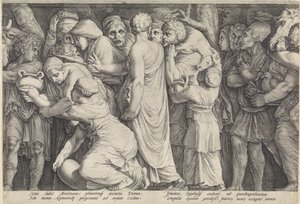 Frisian com a punição de Niobe (placa 7) de Jan Saenredam