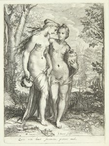Duas das ninfas de Diana com jarros de Jan Saenredam