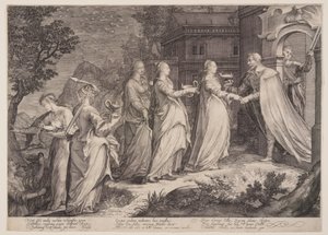 As Virgens Sábias Recebidas por Nosso Senhor, da Parábola das Virgens Sábias e das Virgens Loucas de Jan Saenredam