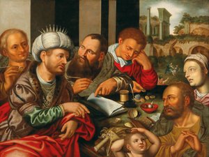 A Parábola do Credor Impiedoso, meados do século XVI.. de Jan Sanders Hemessen van