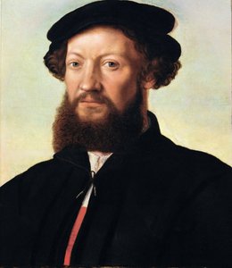Retrato de um Homem - Jan Sanders van Hemessen (c. 1500-c. 1566). Óleo sobre madeira, ca. 1555. Dimensão : 47x39 cm. Museu de História de Arte, Vienne
