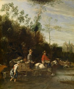 Água rasa perto de um Castelo de Jan Siberechts