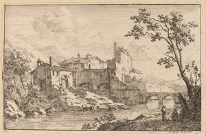 Houses at the Side of a River de Jan Smees