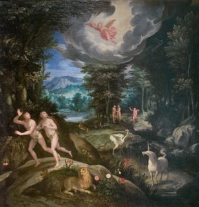 Expulsão do paraíso terrestre, c.1586-89 (óleo sobre tela)