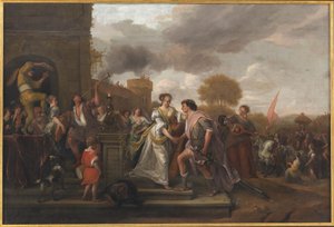David retorna vitorioso depois de derrotar Golias e os filisteus de Jan Steen