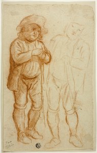 Dois esboços de um homem de pé apoiado num bastão de Jan Steen