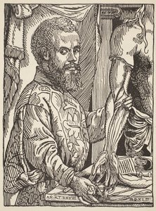 Andre Vesale, cópia de Boris Mestchersky (n.1957), Ilustração da História da Francaise Nacional, Ciências, Volumes I e II, por Gabriel Hanotaux (1853-1944), 1924 de Jan Stephen van Calcar