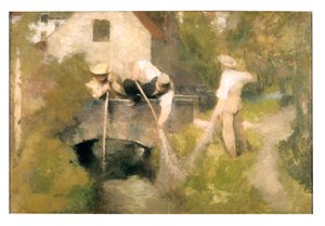 Dragagem no Woluwe (óleo sobre tela) de Jan Stobbaerts