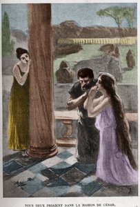 Ambos rezaram na casa de César (capítulo VIII) a ilustração de JAN STYKA (1858-1925) para o romance de Henryk Sienkiewicz "Quo Vadis".