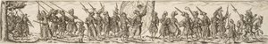 Trem soldado, no centro um porta-estandarte de Jan Theodor de Bry