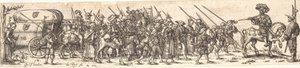 Fé de soldados, na frente um oficial a cavalo de Jan Theodor de Bry