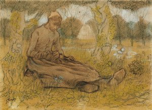 Moça na primavera, c. 1885-90 de Jan Toorop