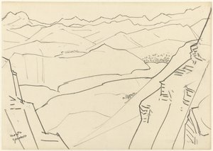 Esboço de uma paisagem montanhosa Monte Generoso de Jan Toorop