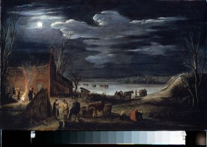 Inverno (inverno). Pintura de Jan II van de Velde (1593-1641). Óleo sobre madeira, 30 x 44,5 cm. Arte flamenga, arte barroca. Museu Hermitage, São Petersburgo. de Jan Van de II Velde