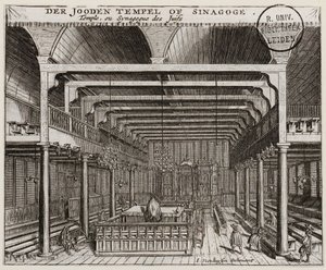 Interior da Sinagoga Portuguesa em Amsterdã de Jan Veenhuysen