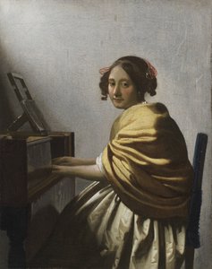 Uma Jovem Sentada em um Virginal, c. 1670 de Jan Vermeer van Delft