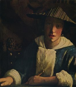 Moça com uma flauta, c1665-1675 de Jan Vermeer van Delft