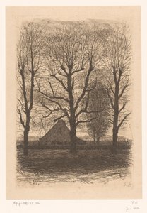 Casa agrícola entre árvores altas, Ewijkshoeve de Jan Veth