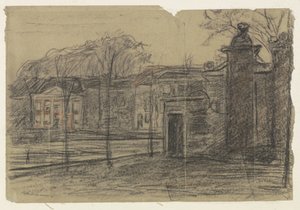 Vista de casas entre árvores, Dordrecht de Jan Veth
