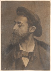 Retrato de um homem com barba e chapéu, à esquerda de Jan Veth