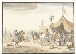 Acampamento do exército com cavaleiros