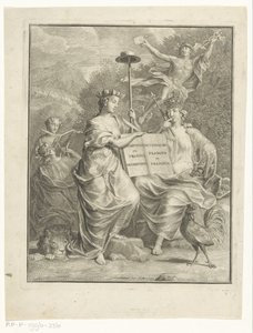 Personificações dos Países Baixos austríacos e da França
Dicionário holandês e francês / Dicionário Flamand et François (título sobre o objecto)
Página de título para: François Halma, O grande dicionário de francês e holandês, 1761 de Jan Wandelaar