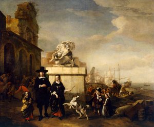 O Pintor e a sua Família com Ruínas Romanas (óleo sobre tela) de Jan Baptist Weenix