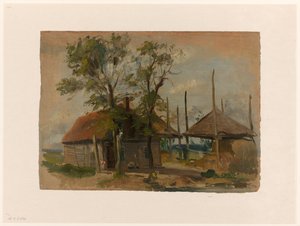 Casa de campo com dois palheiros