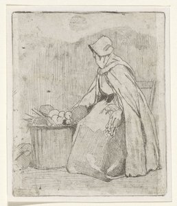 Mulher sentada no mercado de Jan Weissenbruch