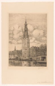 Torre de Montelbaan (título sobre o objecto) de Jan Willem Lindeman (signed by artist)