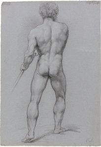 Nu masculino em pé, visto de costas