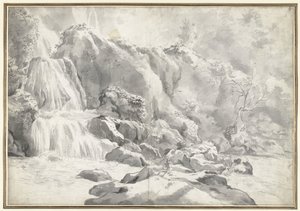 Vista da Cascata no Tivoli com um desenhista de Jan Worst (attributed to)