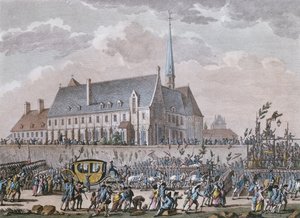 A família real francesa passa o Convento de Passy em sua viagem de Versalhes a Paris em 6 de outubro de 1789. de Jan after Bulthuis