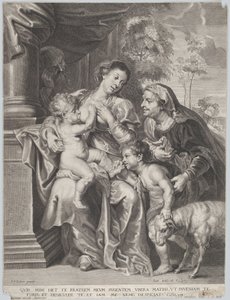 A Sagrada Família com Isabel e o Menino São João Batista, a Virgem amamentando o Menino Jesus, c.1635-42 de Jan Witdoek