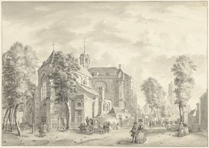 Pieterskerk em Utrecht com o Dom no fundo de Jan de Beijer