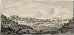 Vista dos campos de branqueamento de Bloemendaal com Haarlem à distância de Jan de Beijer