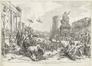 Martelaarschap de Heilige Lawrence Bem-aventurado Lourenço enquanto (...) é Roma Lawrence (título no objeto) de Jan de Bisschop