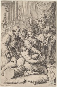 Sagrada Família com Santos de Jan de Bisschop, after Giorgio Vasari