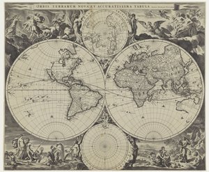 Wereldkaart Um novo e preciso mapa do mundo (título no objeto) de Jan de Visscher